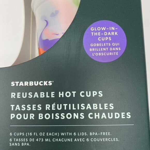 Starbucks Reusable 6 Hot Cups 16 fl oz Glow in the Dark - Picture 4 of 4